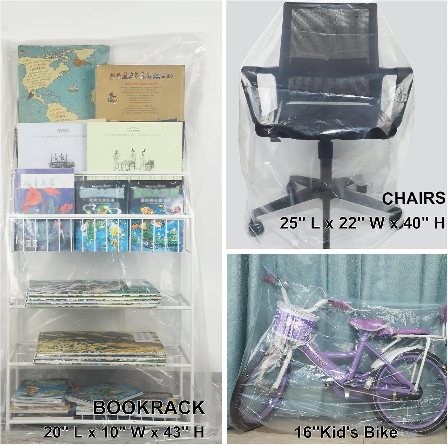10 Pack 40 * 60 inches Clear Plastic Storage Bags Dustproof Moistureproof Jumbo Moving bag for Blanket Clothes and Big Plush Toys Luggage, Suitcase, Comforter, Chair, Kids Bike,Reusable(2Mil,Flat)