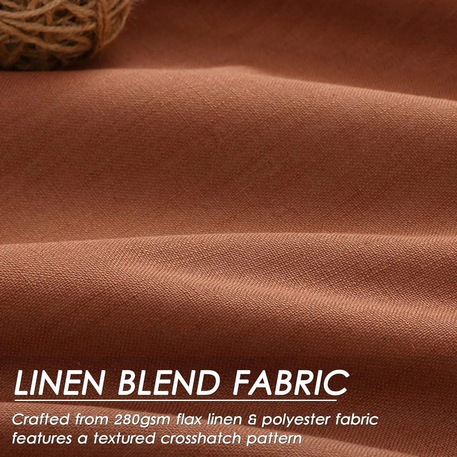 100% Blackout Linen Curtains 84 Inch Length 2 Panels Terracotta Light Blocking Darkening Living Room Curtains 84 Inches Long Elegant Modern Back Tab Pocket Noise Reducing Drapes for Nursery 52X84