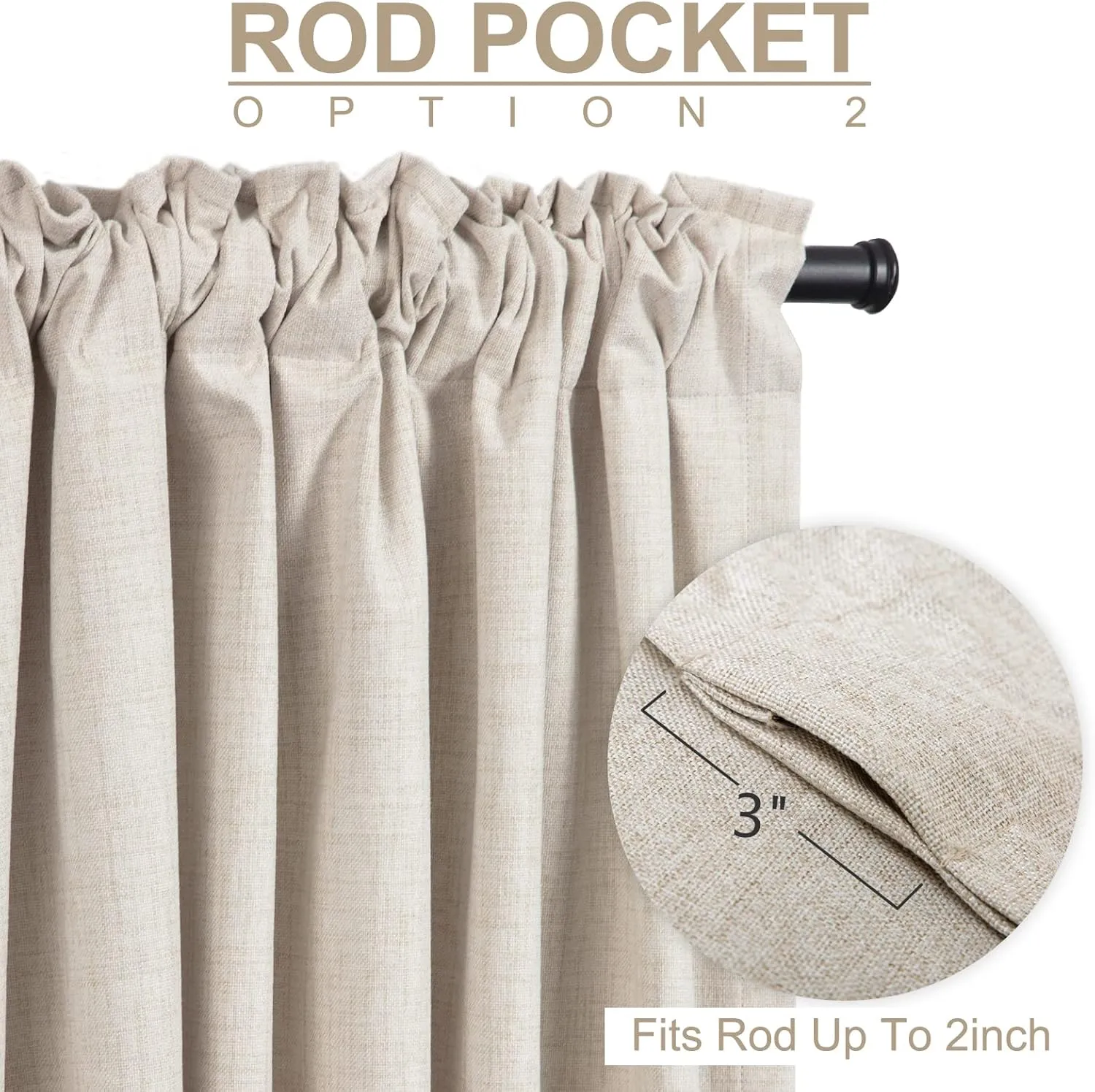 100% Blackout Shield Linen Blackout Curtains for Bedroom 84 Inches Long, Back Tab/Rod Pocket Living Room Drapes, Thermal Insulated Blackout Curtains 2 Panels Set, 50" W x 84" L, Cream