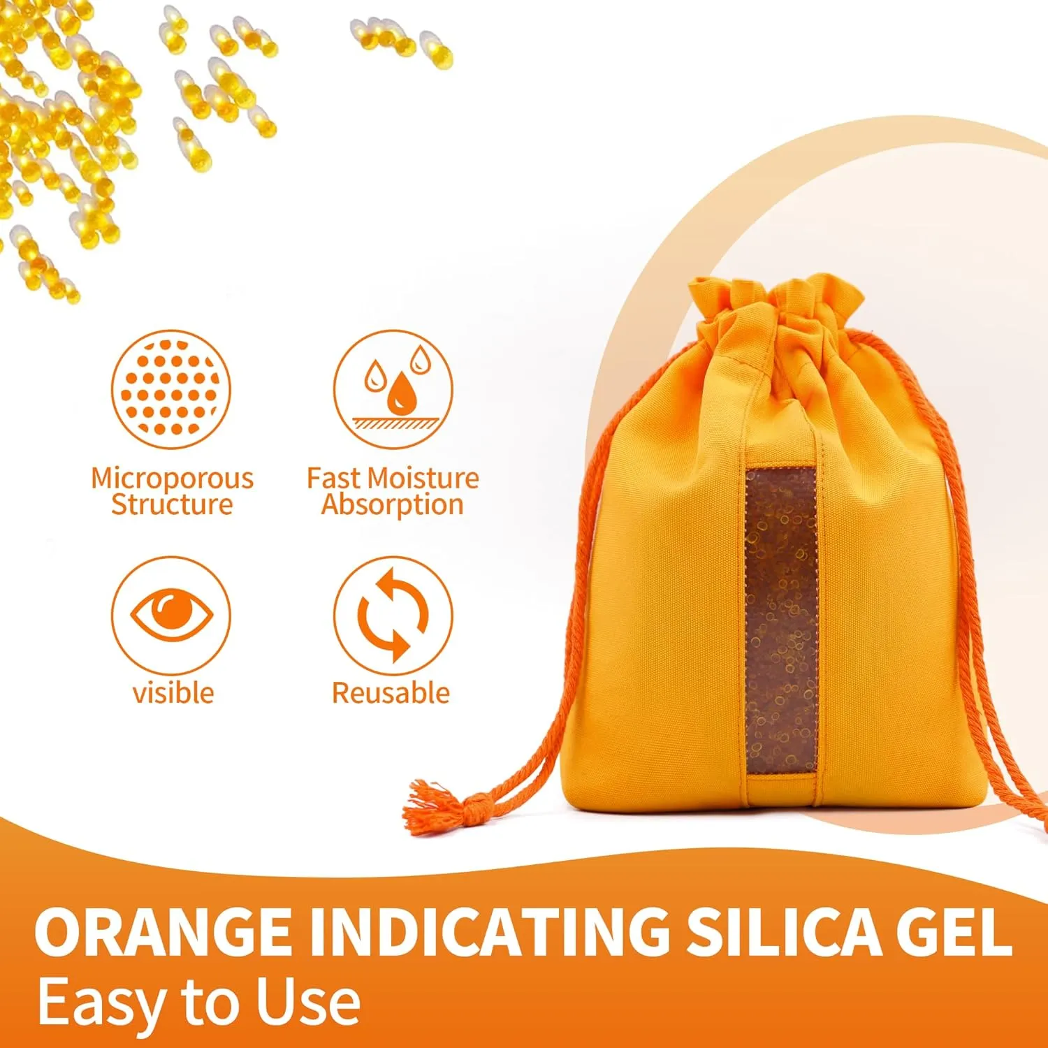 1000g Reachargeable Silica Gel Beads with 1 Cloth Bag, Indicating Moisture Absorber Desiccant Packs for Storage