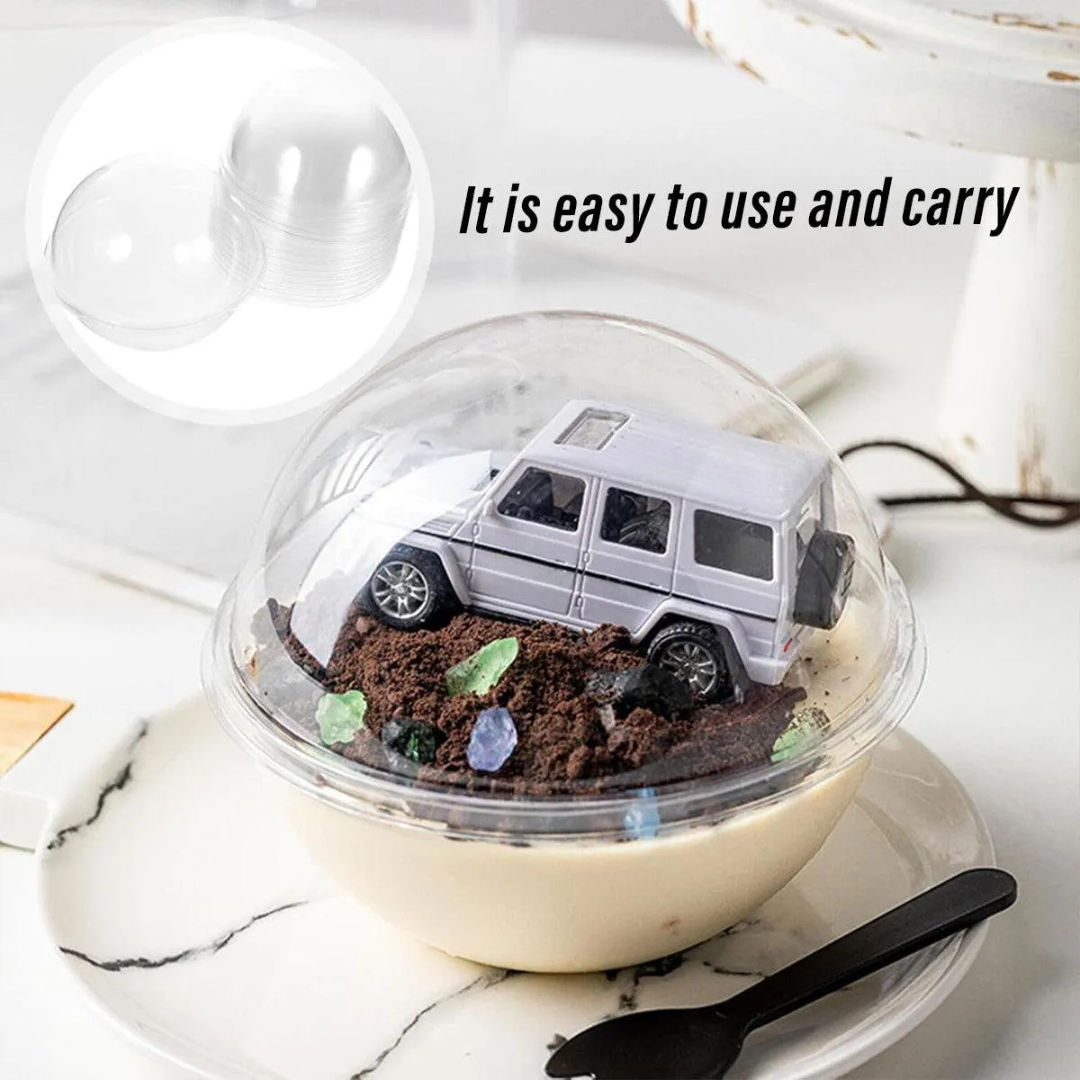 100pcs Transparent Round Ball Packing Box Cake Candy Baking Storage Container