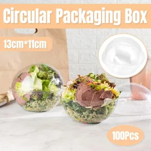 100pcs Transparent Round Ball Packing Box Cake Candy Baking Storage Container