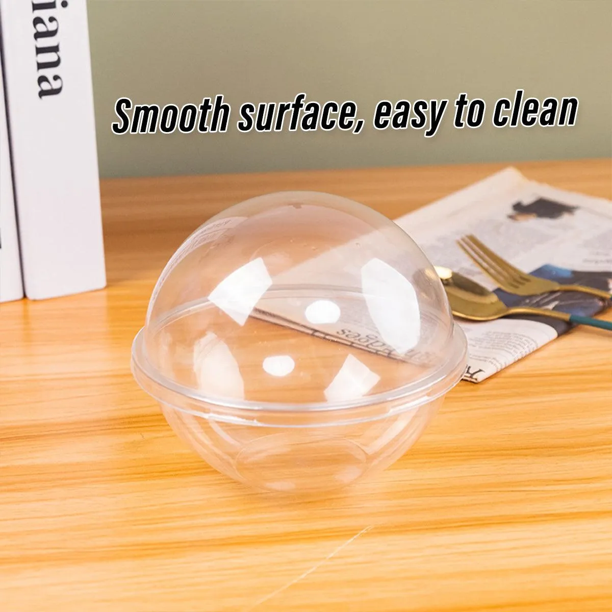 100pcs Transparent Round Ball Packing Box Cake Candy Baking Storage Container