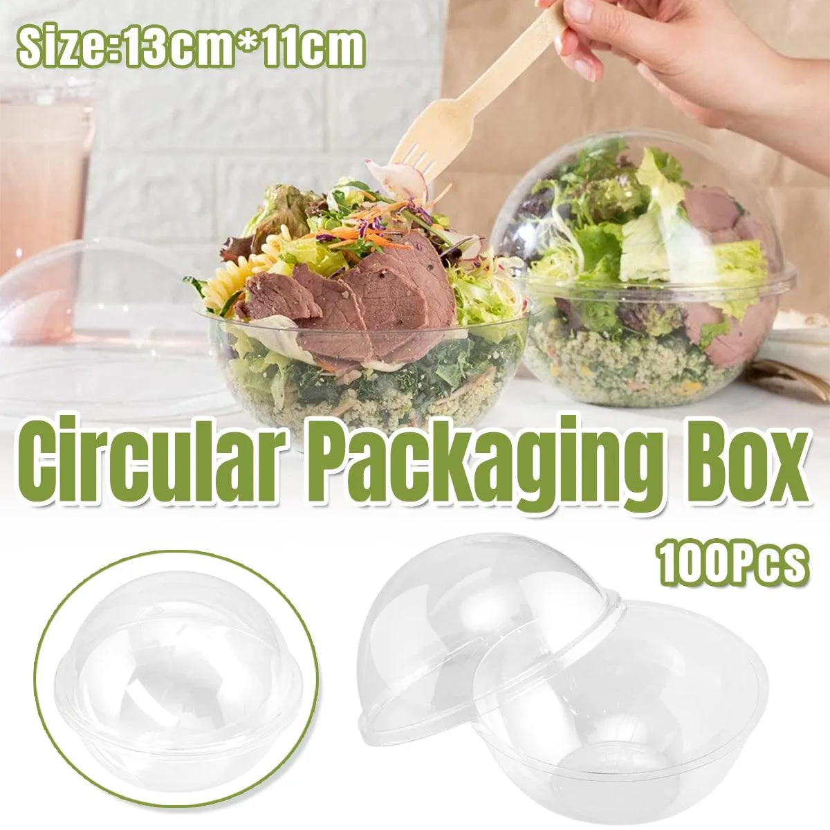 100pcs Transparent Round Ball Packing Box Cake Candy Baking Storage Container
