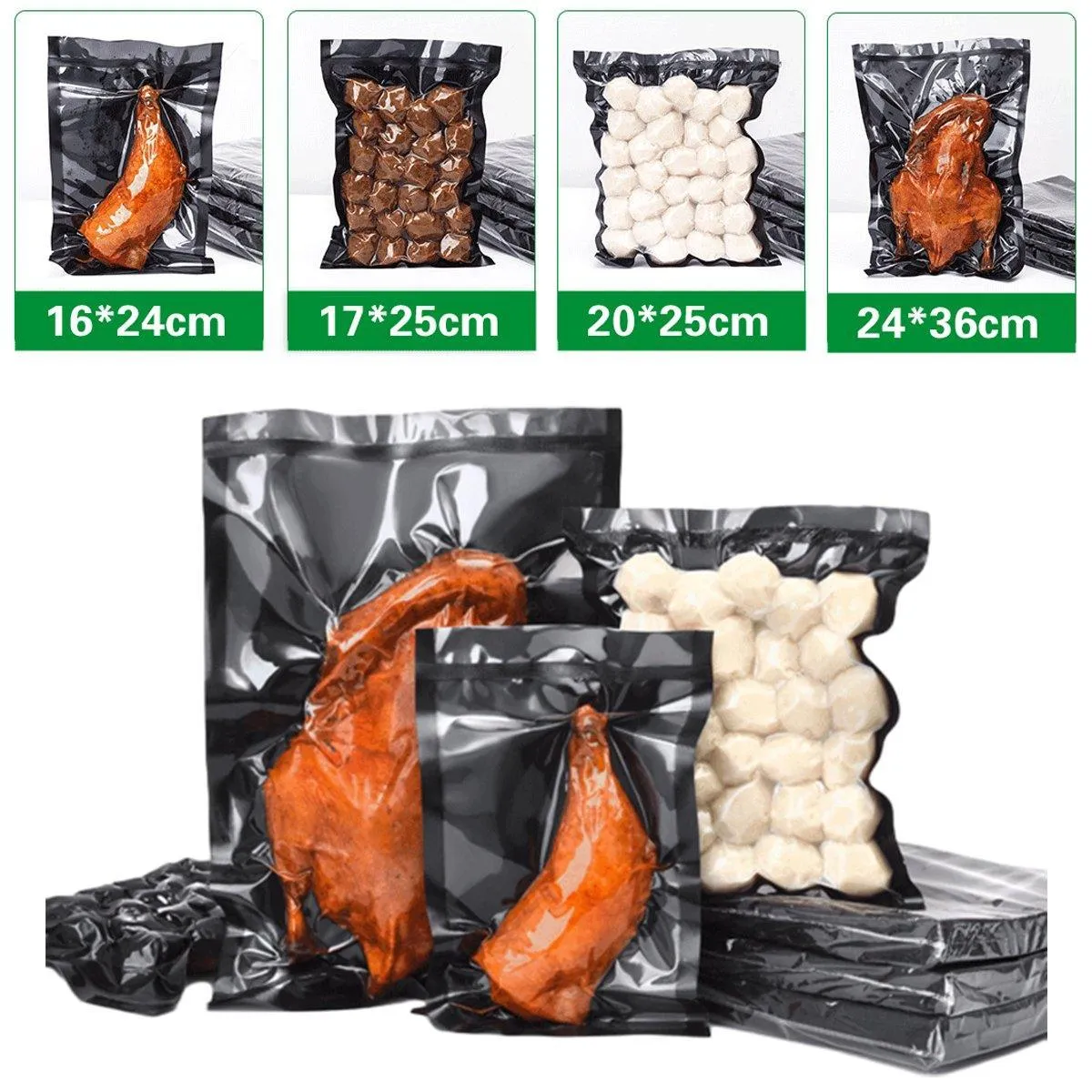 100pcs Transparent Vacuum Bags Air Compression Sealed Food Packaging