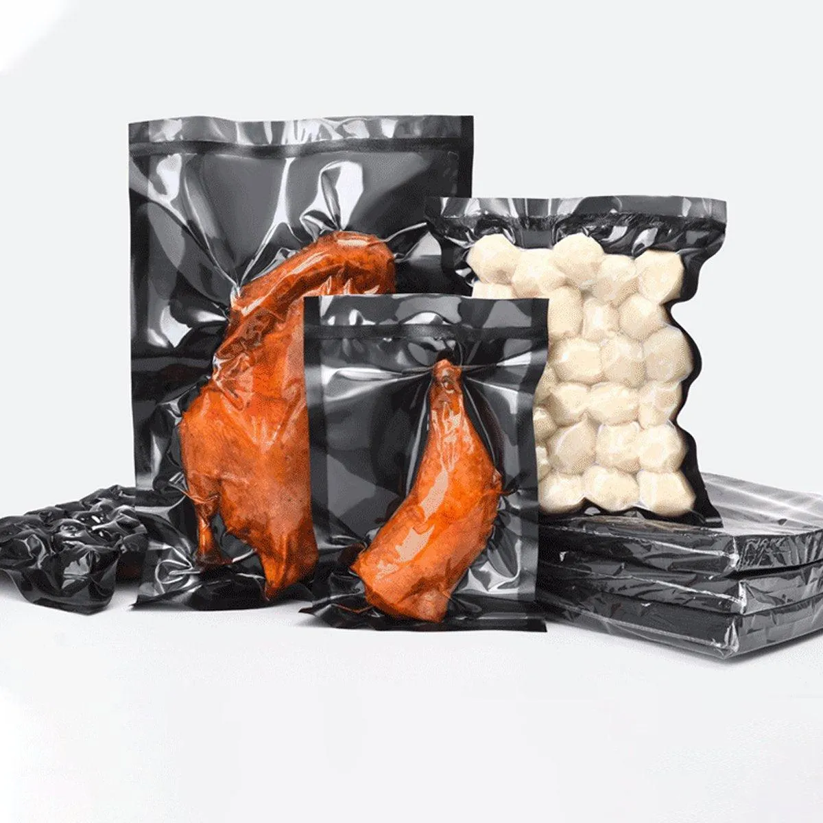 100pcs Transparent Vacuum Bags Air Compression Sealed Food Packaging