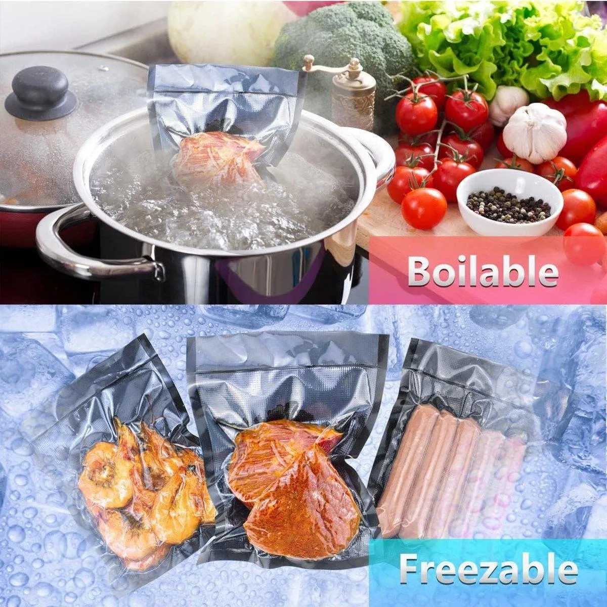 100pcs Transparent Vacuum Bags Air Compression Sealed Food Packaging
