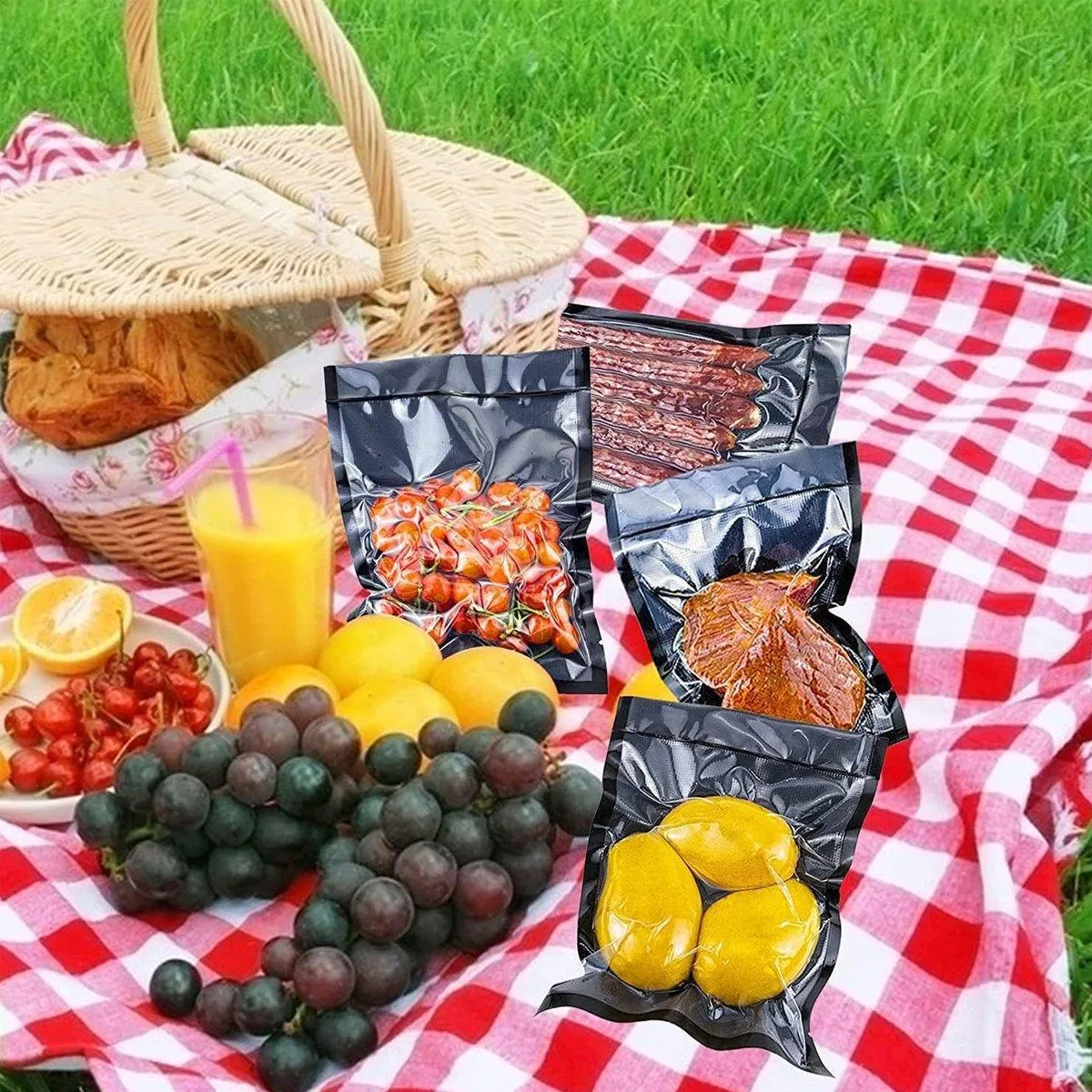 100pcs Transparent Vacuum Bags Air Compression Sealed Food Packaging