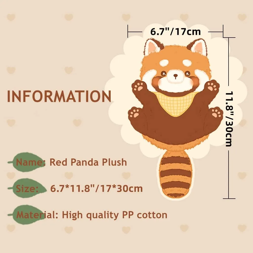 11.8'' Kawaii Red Panda Stuffed Animal Plush Pillow Toy with Detachable Scarf Ailurus Fulgens Plushie Doll Toys Home Decor