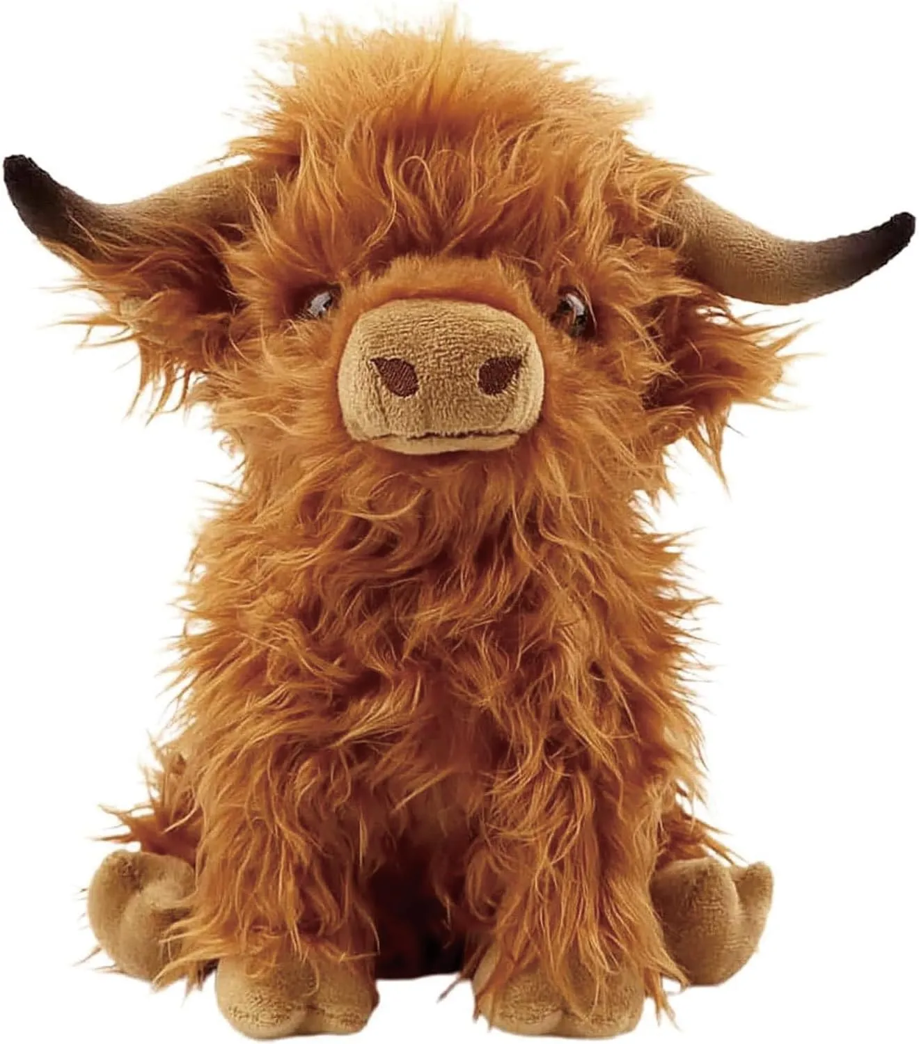 12 Inch Scottish Highland Cow Stuffed Animal Highland Cow Plush Cow Toys Realistic Cattle Decor Doll Birthday Gifts for Boy Girls Decoration - Brown