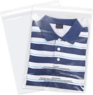 12" x 18" (100 Count) Self Seal Clear Poly Bags with Suffocation Warning for Packaging, Shipping, Clothing, Shirts & FBA - Resealable Adhesive