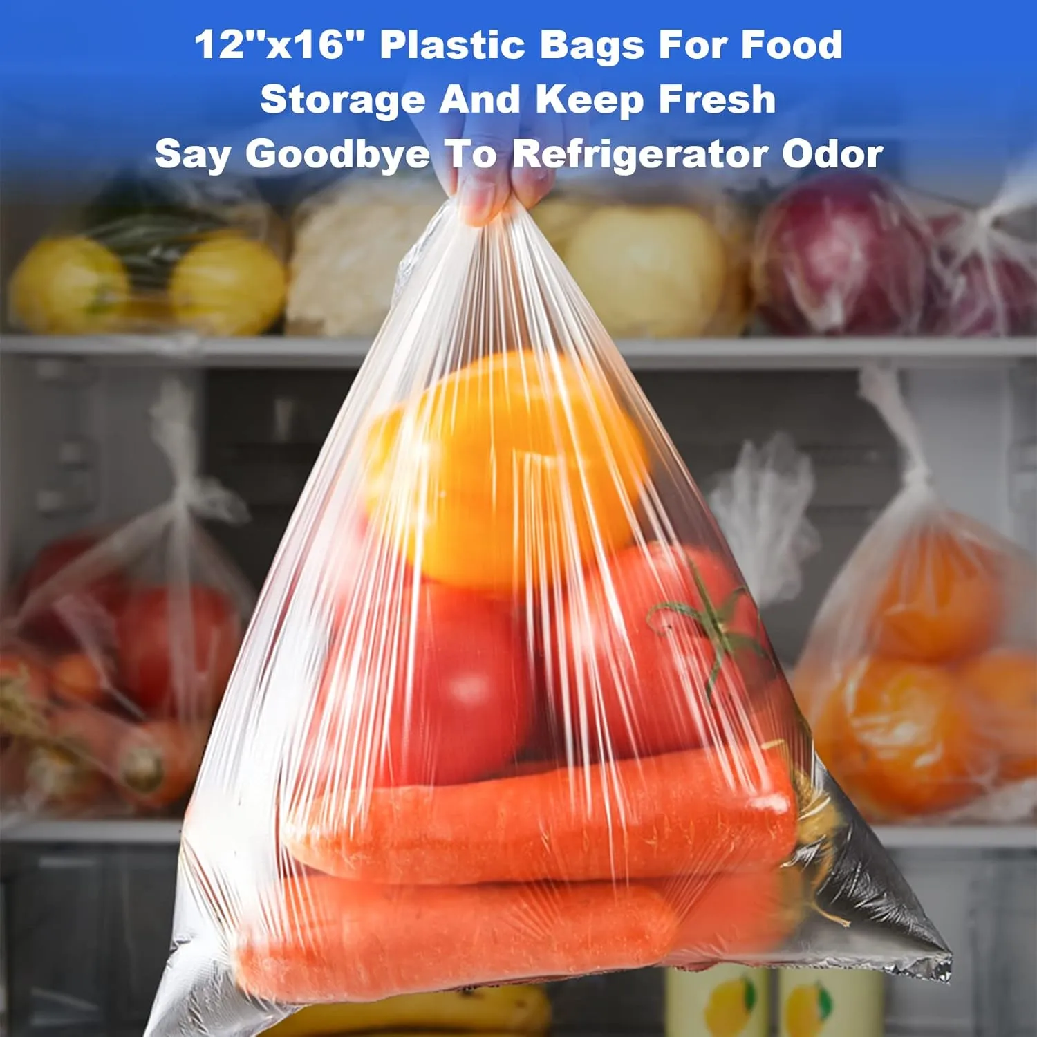 12x16 Plastic Produce Bags on a Roll - Clear Plastic Bags for Food, Vegetable, Fruits, Bread, Pet Bags and Grocery Clear Bag- 350 Bags/roll (12''x16'', 20 Rolls)