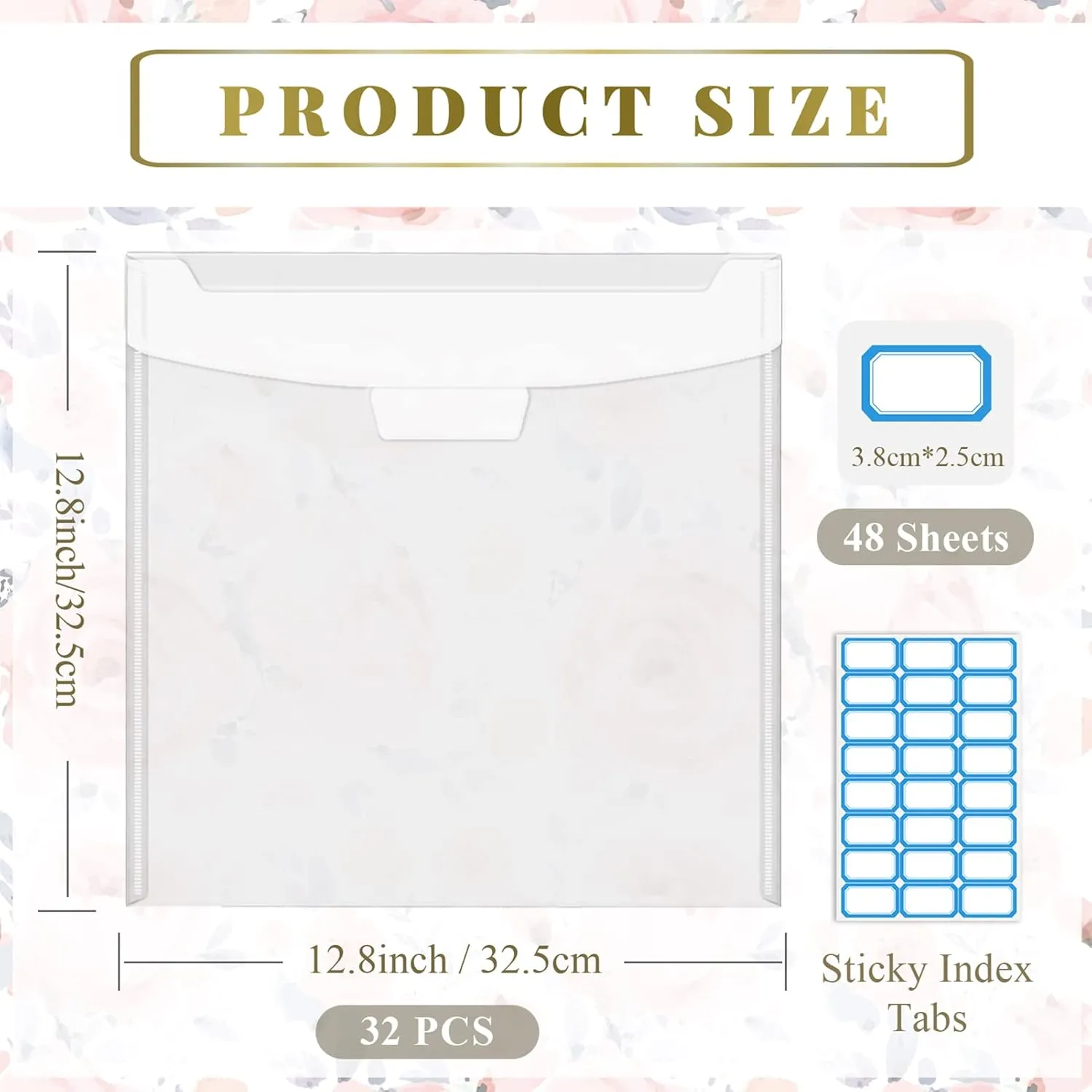 14 Pieces 12x12 Inch Scrapbook Paper Storage Organizer with Large Label Stickers Clear Paper Storage Organizer with Sealing Design Holds Scrapbook Paper, Vinyl Paper