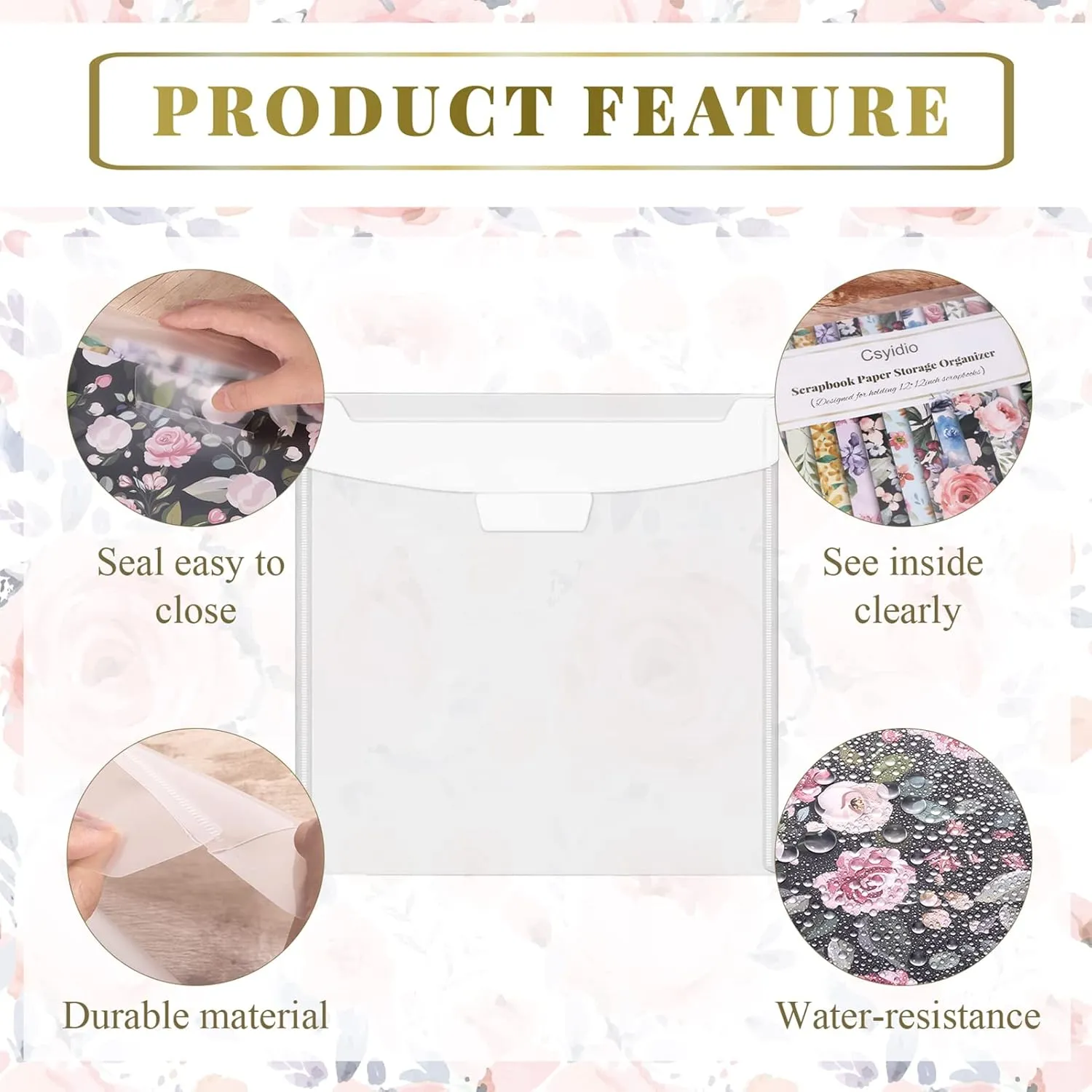 14 Pieces 12x12 Inch Scrapbook Paper Storage Organizer with Large Label Stickers Clear Paper Storage Organizer with Sealing Design Holds Scrapbook Paper, Vinyl Paper