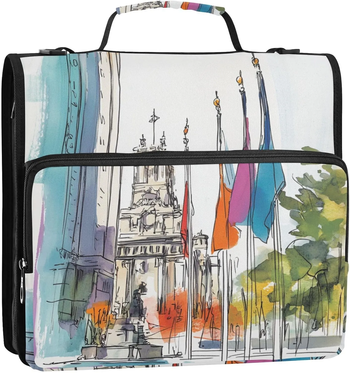 1.5-Inch 3-Rings Binder with Extra Pockets with Strap Waterproof Documents Files Storage Bag for Middle Student Flags are Flying at Half-mast on Government Buildings and Memorials