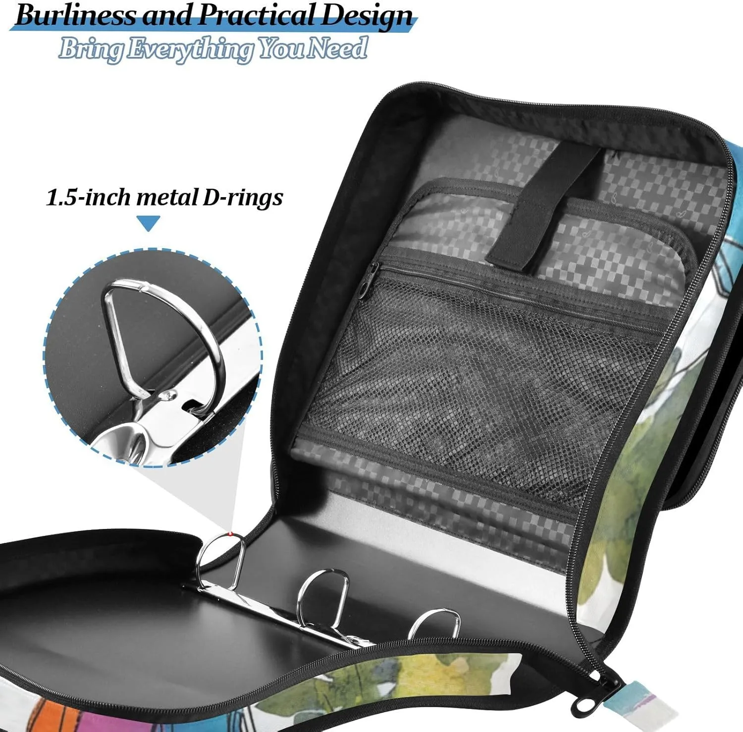 1.5-Inch 3-Rings Binder with Extra Pockets with Strap Waterproof Documents Files Storage Bag for Middle Student Flags are Flying at Half-mast on Government Buildings and Memorials