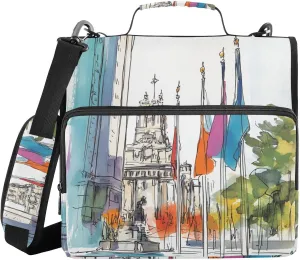 1.5-Inch 3-Rings Binder with Extra Pockets with Strap Waterproof Documents Files Storage Bag for Middle Student Flags are Flying at Half-mast on Government Buildings and Memorials