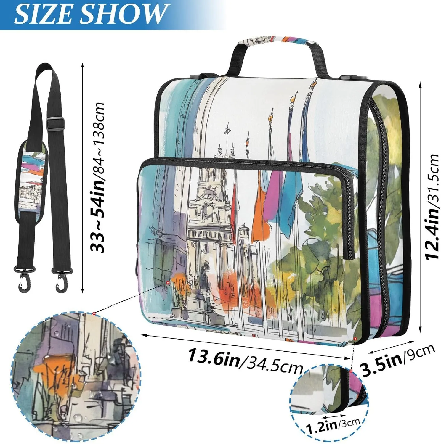 1.5-Inch 3-Rings Binder with Extra Pockets with Strap Waterproof Documents Files Storage Bag for Middle Student Flags are Flying at Half-mast on Government Buildings and Memorials