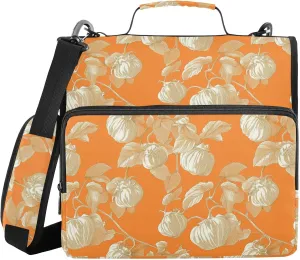 1.5-Inch 3-Rings Organizer Binder with Shoulder Strap Includes Zip Pocket Portable Home Travel Safe Storage Bag Suitable for Middle School Beauty Cape Gooseberry Fruit