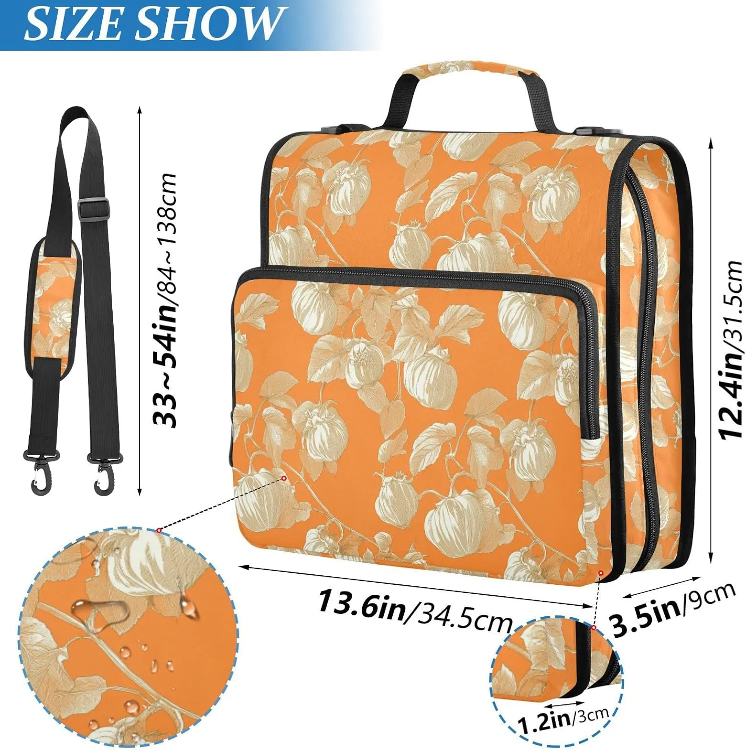 1.5-Inch 3-Rings Organizer Binder with Shoulder Strap Includes Zip Pocket Portable Home Travel Safe Storage Bag Suitable for Middle School Beauty Cape Gooseberry Fruit