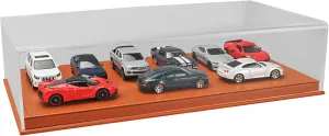 1/64 Model Car Display Case for Hot Wheels, One-Piece Transparent Acrylic Collection Storage Display Box，Small Display Storage Box for Collectibles（Brown）