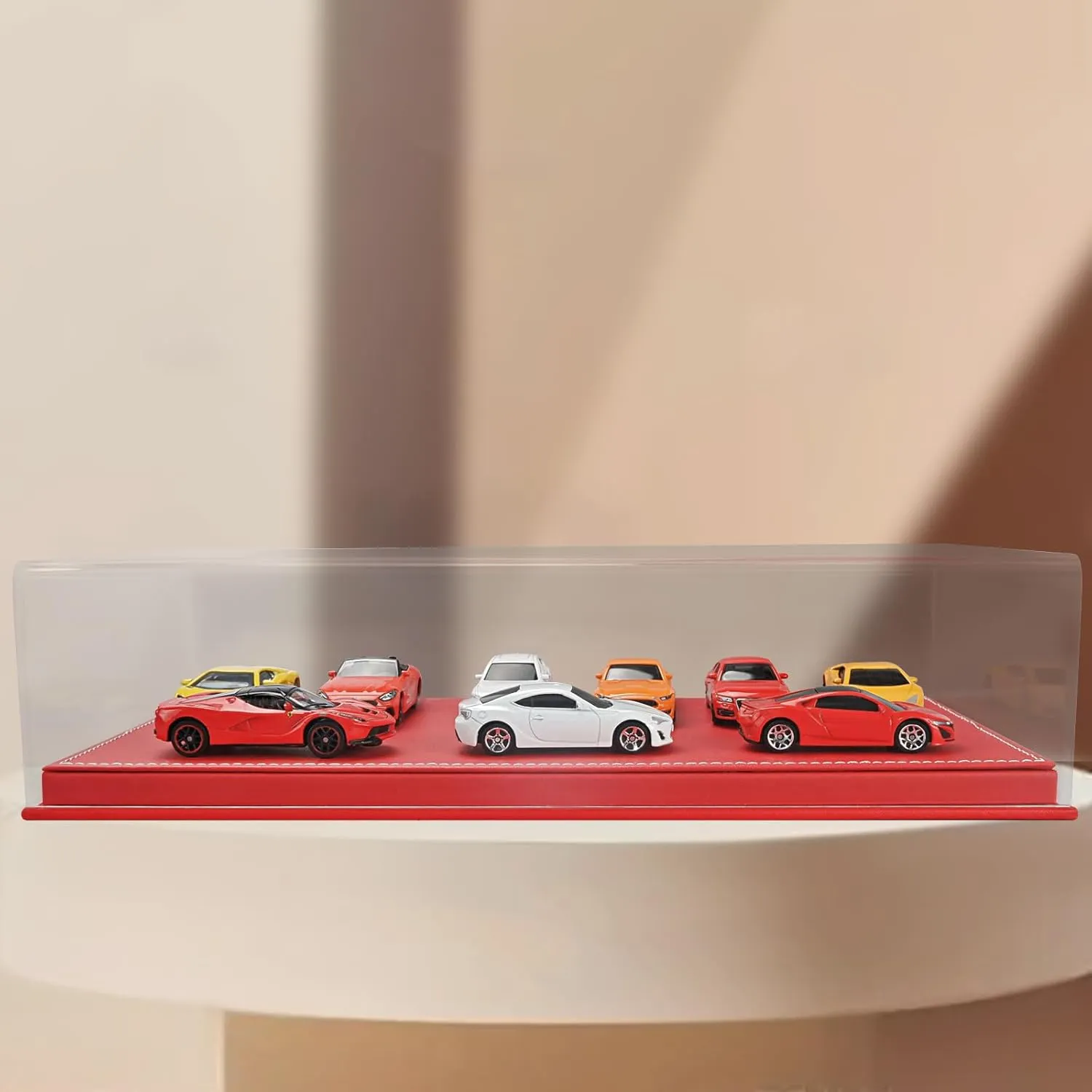 1/64 Model Car Display Case for Hot Wheels, One-Piece Transparent Acrylic Collection Storage Display Box，Small Display Storage Box for Collectibles（Brown）