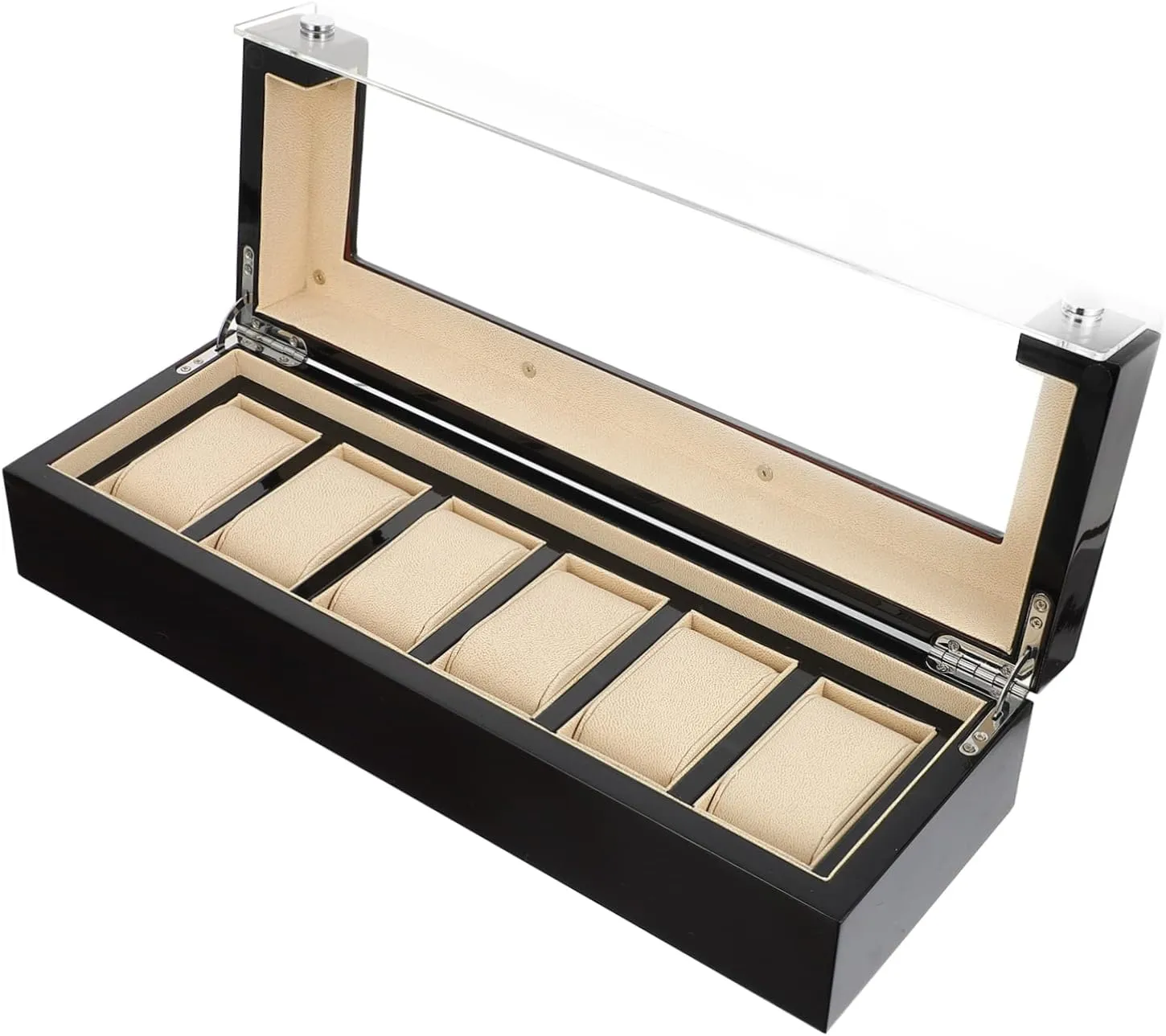1pc Wood Watch Storage Box Slot Display Case Transparent Cover Wood Construction Organizer for Collectors Stylish Watch Packing Box for Men Women
