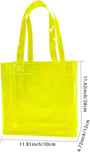 1pcs Waterproof Large Transparent Pvc Shopping Clear Tote Bag with Handles Clear Tote Bags for Work Beach，Sports