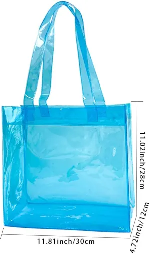 1pcs Waterproof Large Transparent Pvc Shopping Clear Tote Bag with Handles Clear Tote Bags for Work Beach，Sports