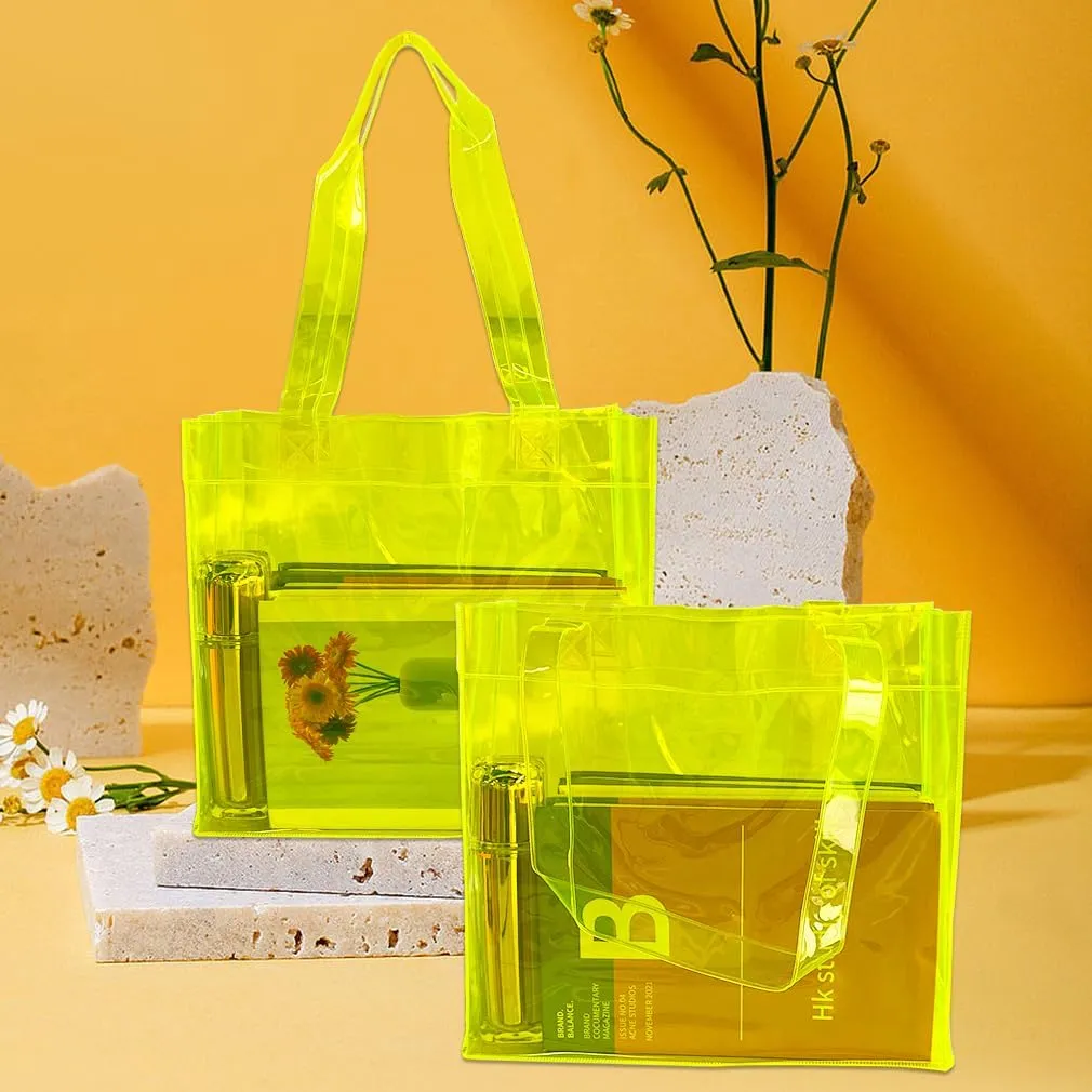 1pcs Waterproof Large Transparent Pvc Shopping Clear Tote Bag with Handles Clear Tote Bags for Work Beach，Sports
