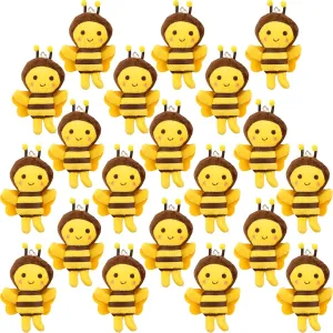 20 Pack 5 Inch Cute Bee Stuffed Animal Toys Lifelike Plush Bee Soft Plush Honeybee Keychain for Room Decoration Baby Shower Holiday Birthday Animal Theme Party Favors