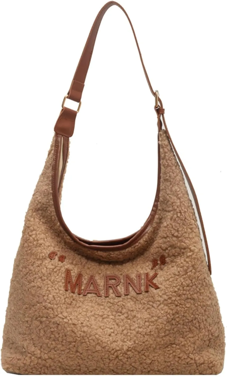 2024 Fashion Lamb Wool Tote Bag Women Cozy Furry Shoulder Bag Adjustable PU Strap Magnetic Closure Commuter Handbag