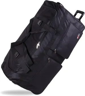 20"/30"/36"/40" Rolling Duffle Bag Travel Wheeled Luggage Suitcase (Black, 36-inch)