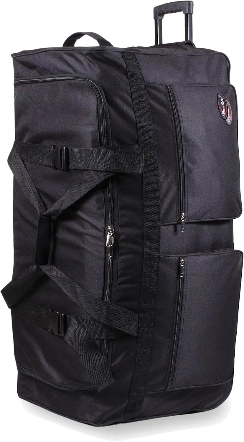 20"/30"/36"/40" Rolling Duffle Bag Travel Wheeled Luggage Suitcase (Black, 36-inch)