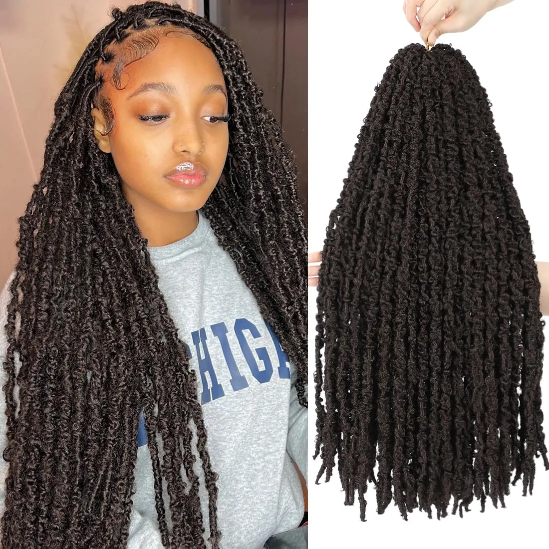 24 inch Butterfly Locs Crochet Hair Distressed Faux Locs Pre Looped Crochet Hair for Black Women 6 Packs Long Butterfly Soft Locs Hair Extension(24inch,#4)