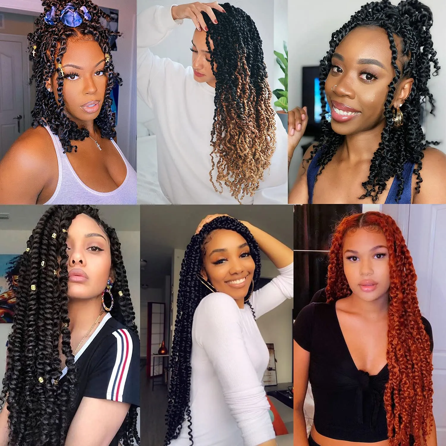 24 Inch Copper Red Passion Twist Hair 7 Packs Water Wave Crochet Hair For Butterfly Locs Goddess Locs Long Bohemian Curl Hair Synthetic Braiding Hair Extensions (24 Inch,350#)