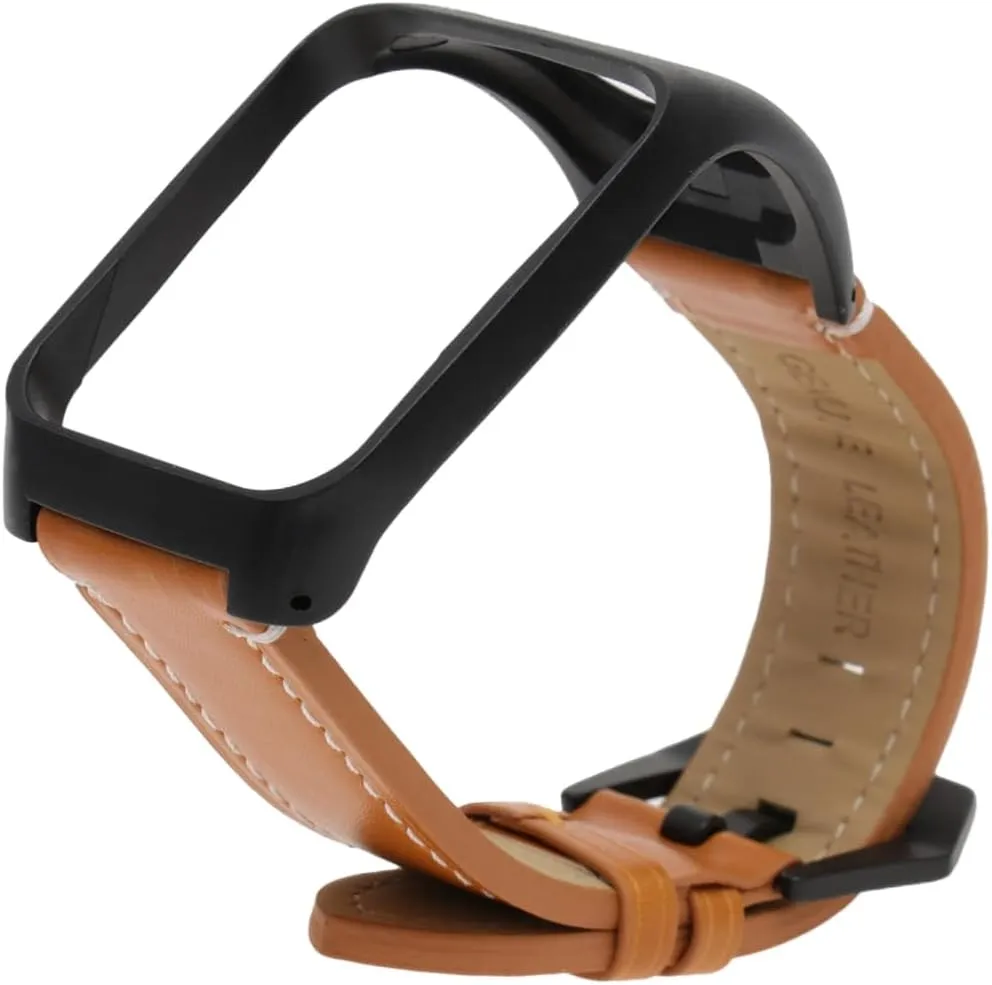 2pcs Replacement Bracelets Leather Sports Band Watch Steel Belt Coffee Women for Stainless