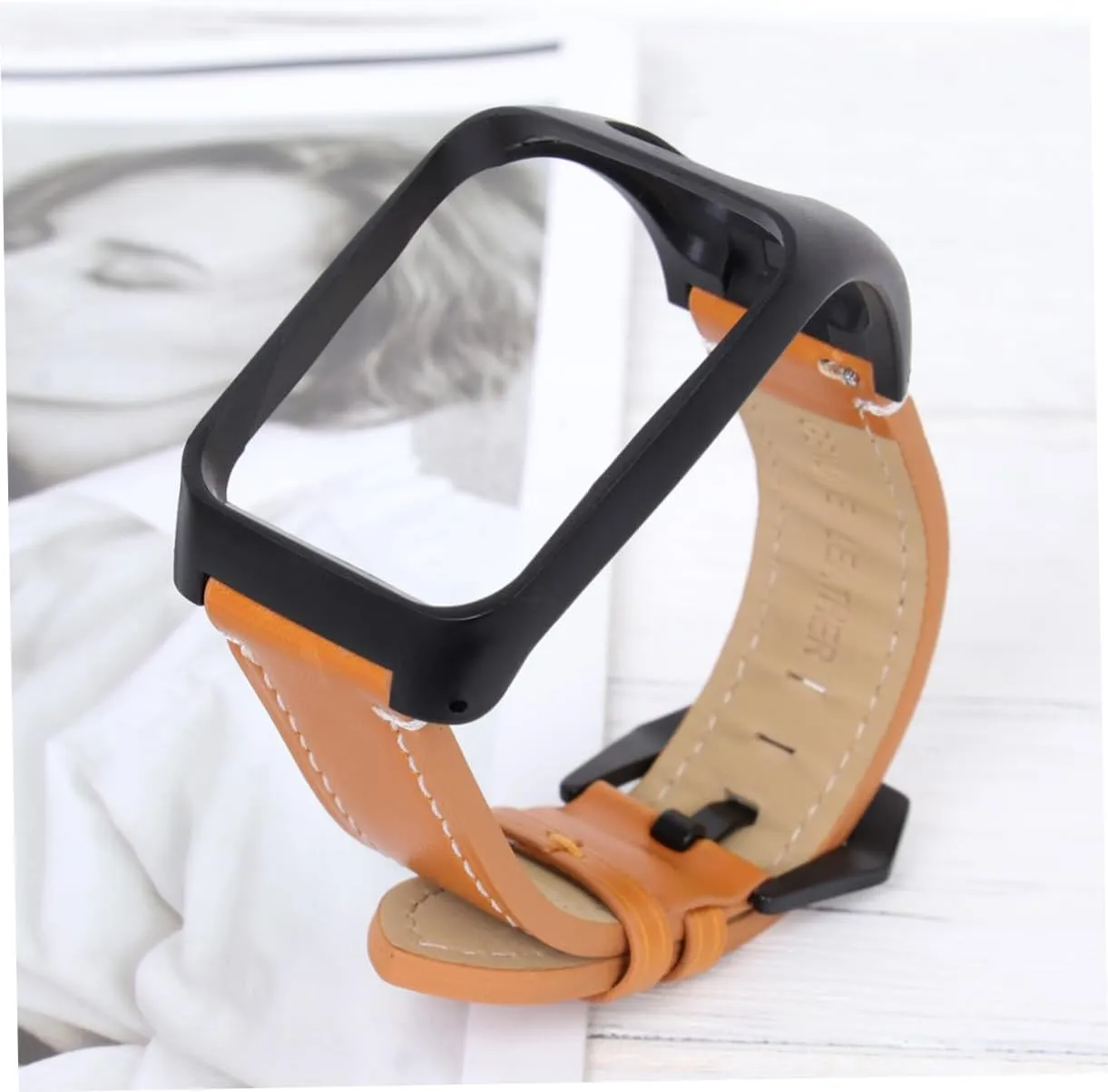 2pcs Replacement Bracelets Leather Sports Band Watch Steel Belt Coffee Women for Stainless