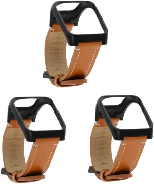 2pcs Replacement Bracelets Leather Sports Band Watch Steel Belt Coffee Women for Stainless