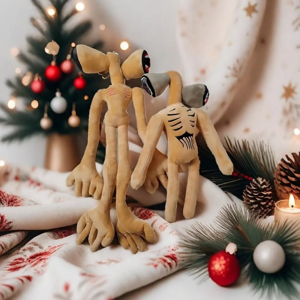 2PCS Siren Head Plush Toys Limbs Movable Double-Head Horror Plush Toys Cartoon Cat Cartoon Dog Halloween Christmas Horror for Home Party Gift Birthday Gift (Brown)