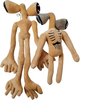 2PCS Siren Head Plush Toys Limbs Movable Double-Head Horror Plush Toys Cartoon Cat Cartoon Dog Halloween Christmas Horror for Home Party Gift Birthday Gift (Brown)