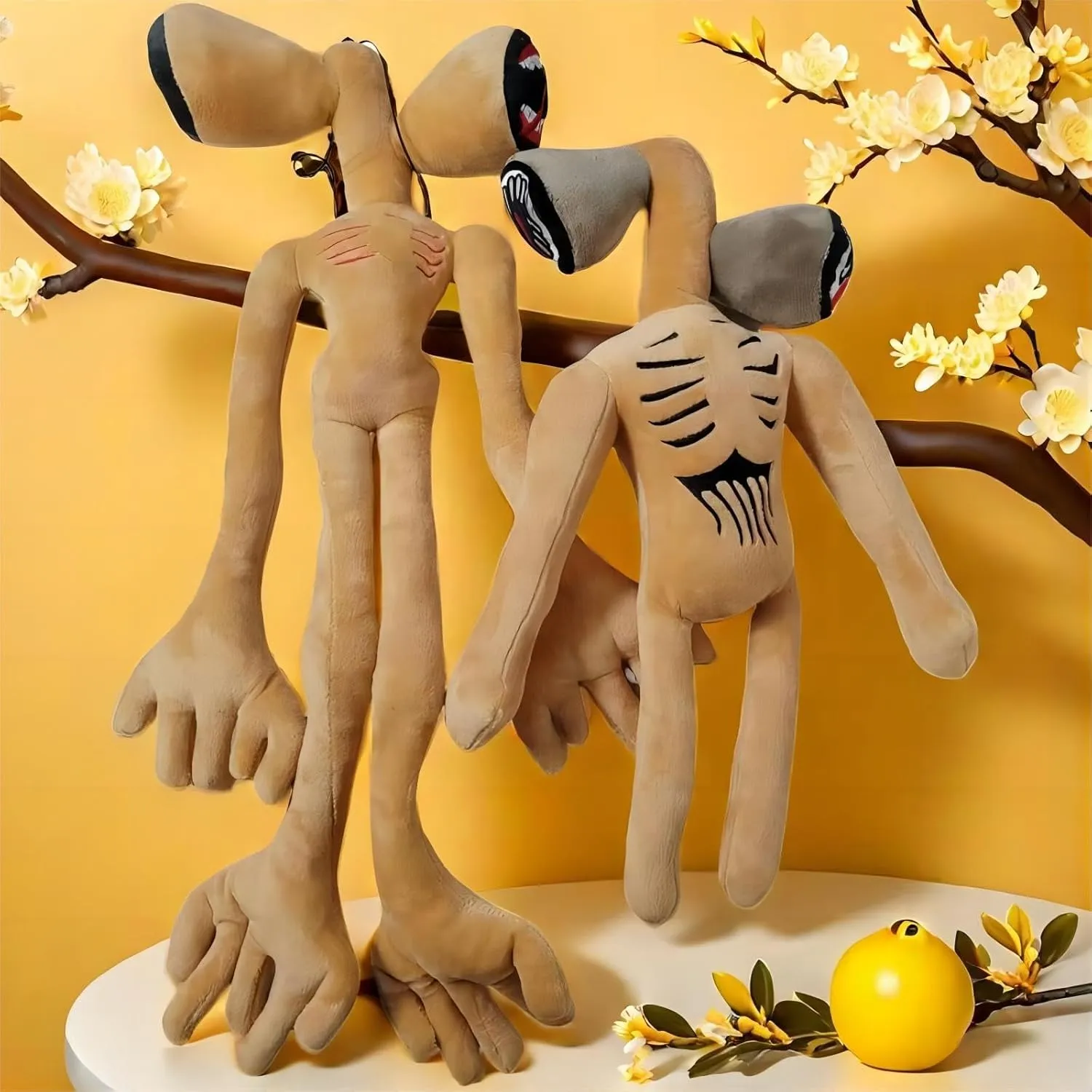 2PCS Siren Head Plush Toys Limbs Movable Double-Head Horror Plush Toys Cartoon Cat Cartoon Dog Halloween Christmas Horror for Home Party Gift Birthday Gift (Brown)
