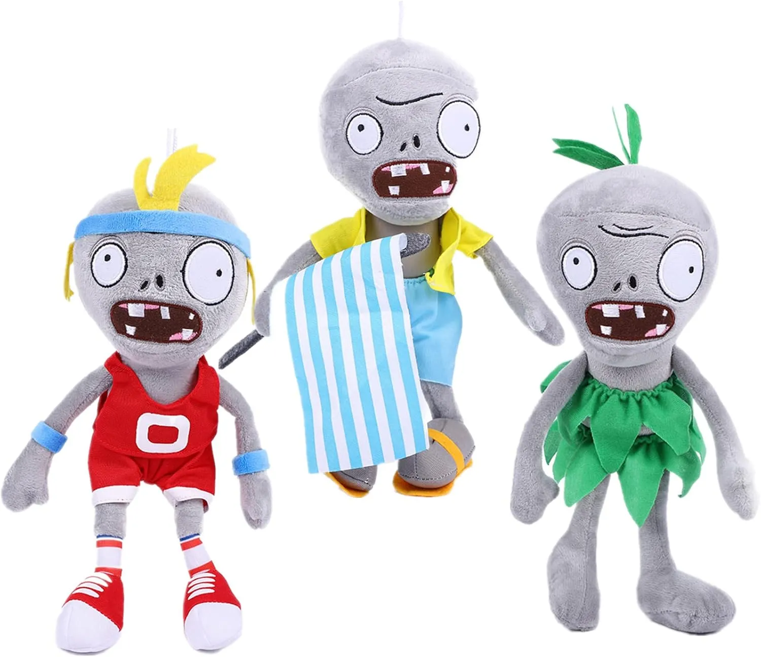 3 PCS PVZ Plant and Zombies Plush Zombies Sets Toys Stuffed Soft PVZ Figure Doll Jersey, Flag, Hula Zombies, Great Gift for Christmas, Birthday New