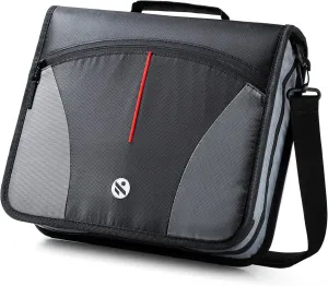 3 Ring Binder, 3 Inch O-Ring Zipper Binder with Shoulder Strap, Expanding Files and Multiple Pockets, Jet Black