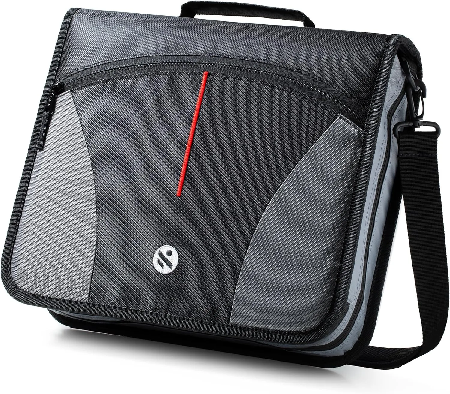 3 Ring Binder, 3 Inch O-Ring Zipper Binder with Shoulder Strap, Expanding Files and Multiple Pockets, Jet Black