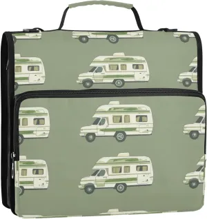 3 Rings Zipper Binder Organizer with Shoulder Strap Laege Capacity School Supplies Organizer for School and Office Camper Caravan Car