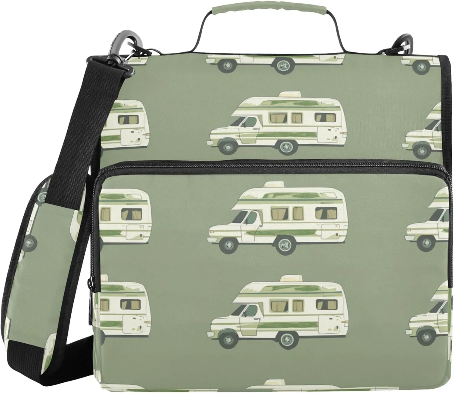 3 Rings Zipper Binder Organizer with Shoulder Strap Laege Capacity School Supplies Organizer for School and Office Camper Caravan Car