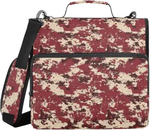 3 Rings Zipper Binder Organizer with Shoulder Strap Multiple Pockets School Binders Organizer for School Camouflage Burgundy