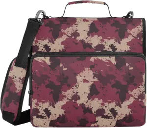 3 Rings Zippered Binder Bag with Handle and Removable Shoulder Strap Easy to Carry Document Organizer Bag for School/Office Camouflage Burgundy