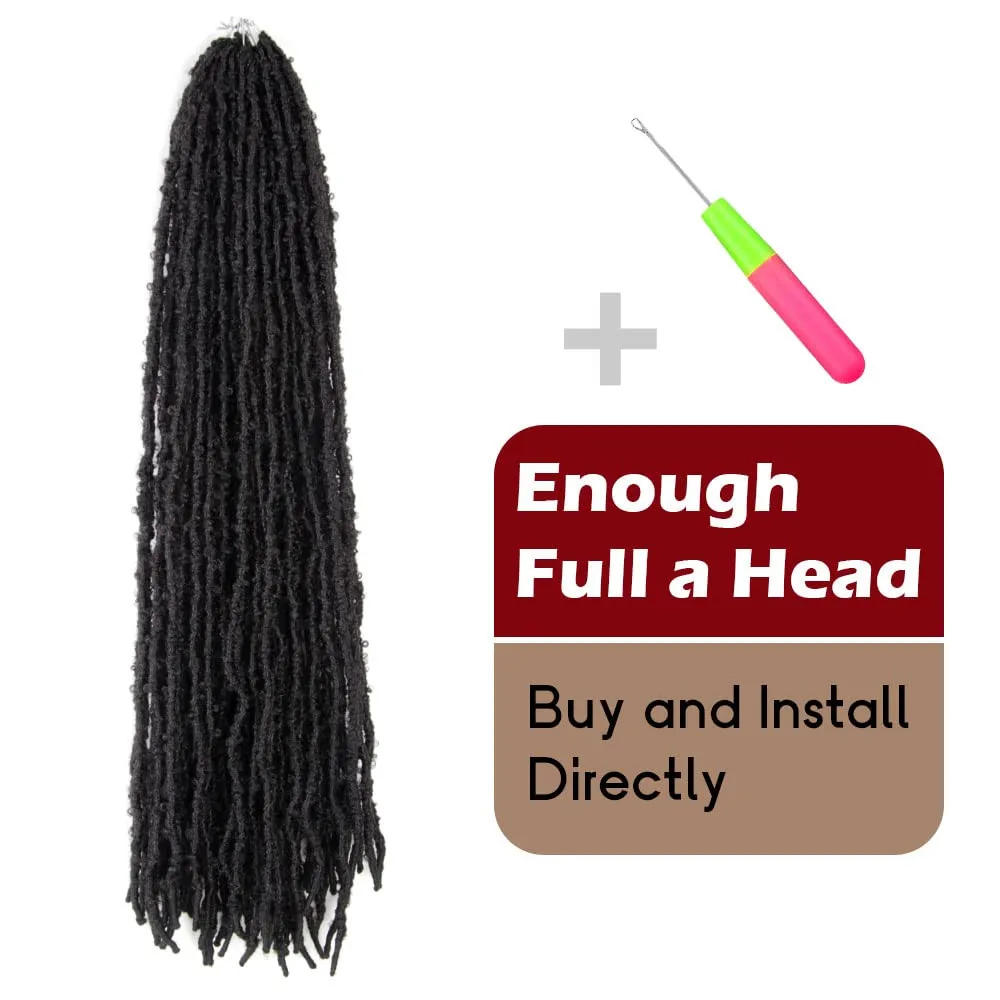 30 Inch Light Weight Butterfly Locs Crochet Hair 8 Packs Long Black Distressed Butterfly Faux Locs Crochet Hair, 2#